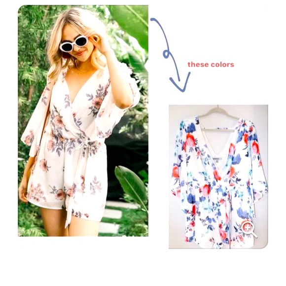 Bailey Blue Floral Romper - Picture 1 of 13